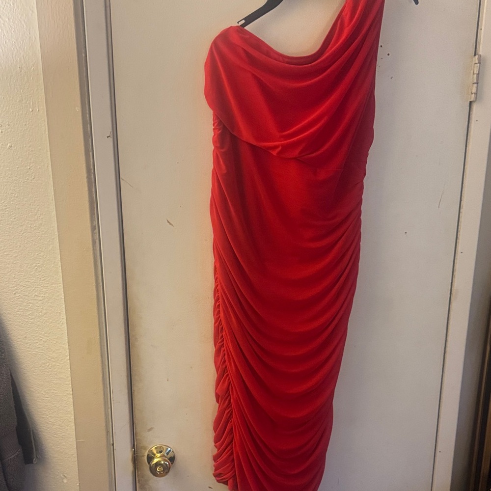 Elegant Red Draped Dress